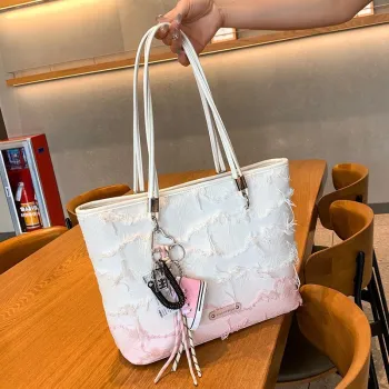 OCTSUI PU Tote Bag, Shopping Bag, Shoulder Bag Regular Women's Ecru
