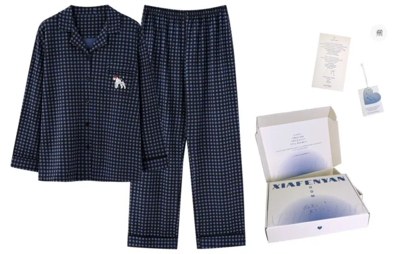 XIAFENYAN Pajama Set Unisex Navy Blue-2