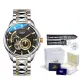 Gold Black Dial Steel Band+Ecru Box+Leather Strap