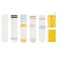 [5 Pack]Pure White+Two Stripes Black+Yellow+Pink+Light Blue