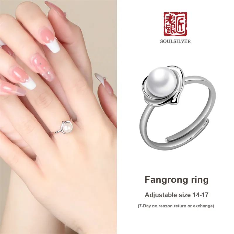 LAOYINJIANG Pearl S925 Sterling Silver, Hoop Ring Women's-2