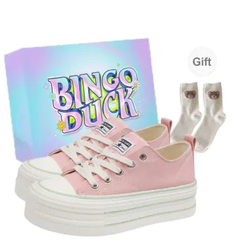 BINGO DUCK Slip Resistant Height Increasing Low Top Skateboard Shoes Women's