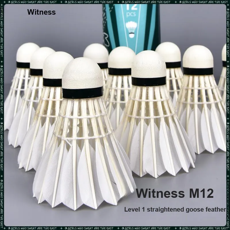WITESS M12 Goose Feather Shuttlecock 12 Pack Goose Feather Shuttlecocks-3