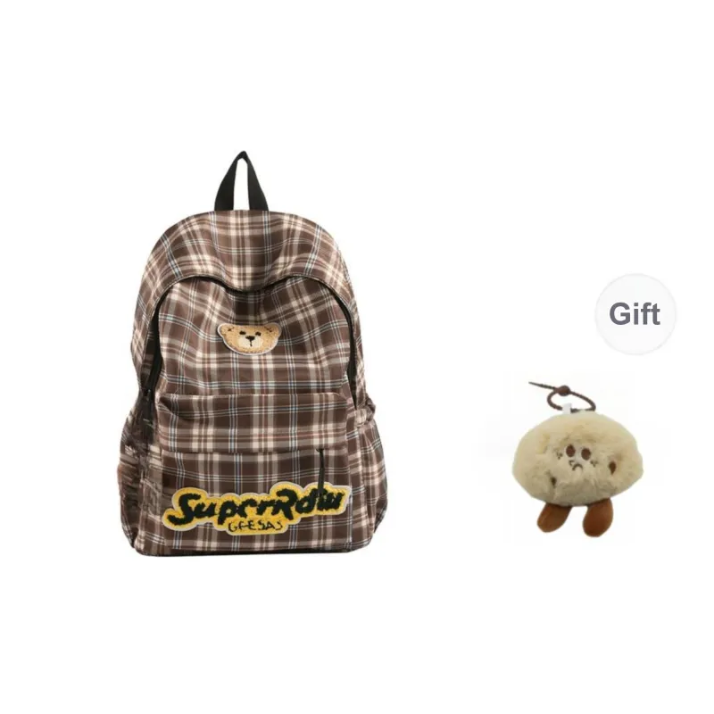 URBAN FOREST Nylon Backpack Unisex Red/Brown/Coffee-5
