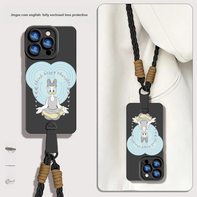 Disney Silicone Material Cute With Lanyard Phone Cases Compatible With Apple 16 Pro Max/15 Pro/15 Plus/14 Pro/13/12/11-19