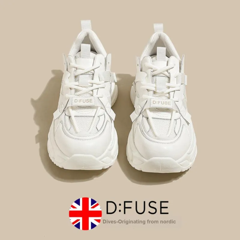 D FUSE SCANDINAVIA Wear Resistant Lightweight Height Increasing Low Top Chunky Sneakers 5cm Women's Beige-2