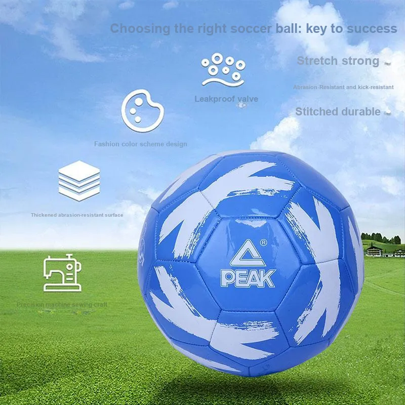PEAK Size 4 5 Size Soccer PVC Machine Stitched Soccer Ball Unisex Blue White-2