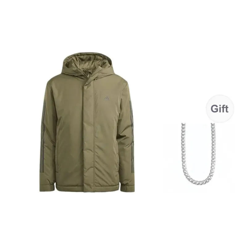 Adidas Jackets Coats Unisex Army Green Includes Necklace-0