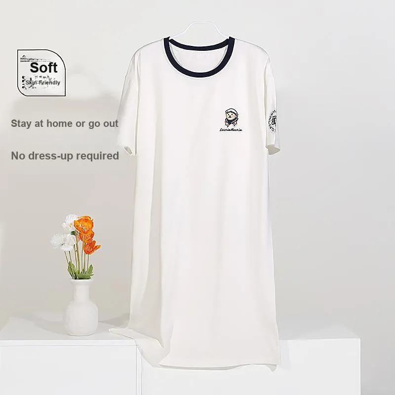 XIAFENYAN Nightgown Women's White-7