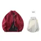 Burgundy+White Gray Sweatshirt