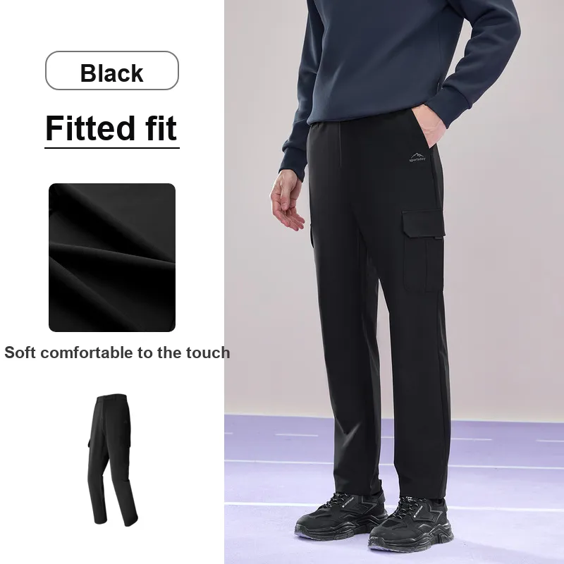 HLA Casual Pants Men Black 2D-2