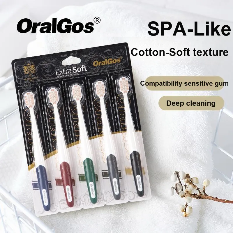 ORALGOS Premium Fashion Manual Toothbrush Improve Yellow Teeth, Freshen Oral, And Remove Teeth Stains Family Pack 5 Pcs-4