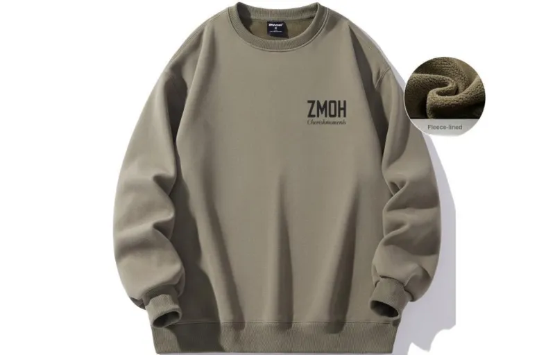 ZMOH Fleece Lined Crew Neck Sweatshirt Unisex Couple's-11