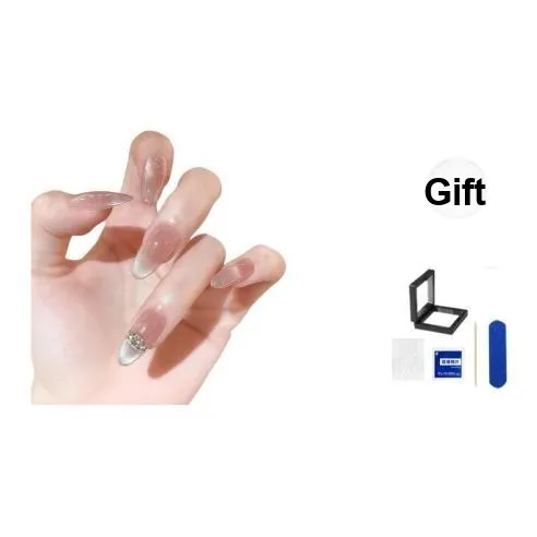 XNTX Французский Кошачий глаз Pure Desire Премиум Элегантность Handcrafted False Nail Миндаль Овал Мягкий Color Series Телесный Однотонный