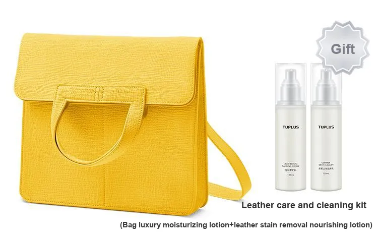 TUPLUS Top Grain Cow Leather Tofu Bag Commuter Bag Laptop Bag Handbag Medium Size Women's Multicolor-4