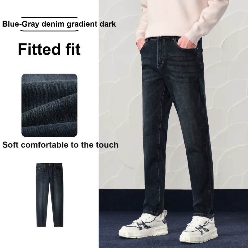 HLA Jeans Men Blue Gray Denim Gradient Dark 1C-2