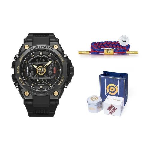 BAIDI Электронный механизм TPU ремешок Часы Мужские часы Черный циферблат