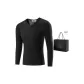 Men's V-Neck Top (Elegant Black) Fleece-Lined Thermal/Thickened Temperature Locking
