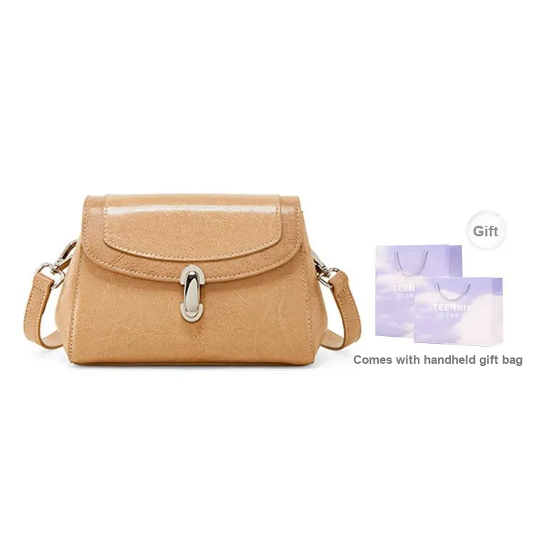 Teenmix Cow Leather With Synthetic Leather Underarm Shoulder Bag, Crossbody Bag Trumpets Women's Black/White/Khaki-8