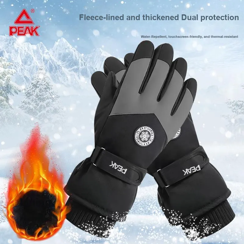 PEAK Polyester Sports Gloves Unisex Black Gray Blue White-1
