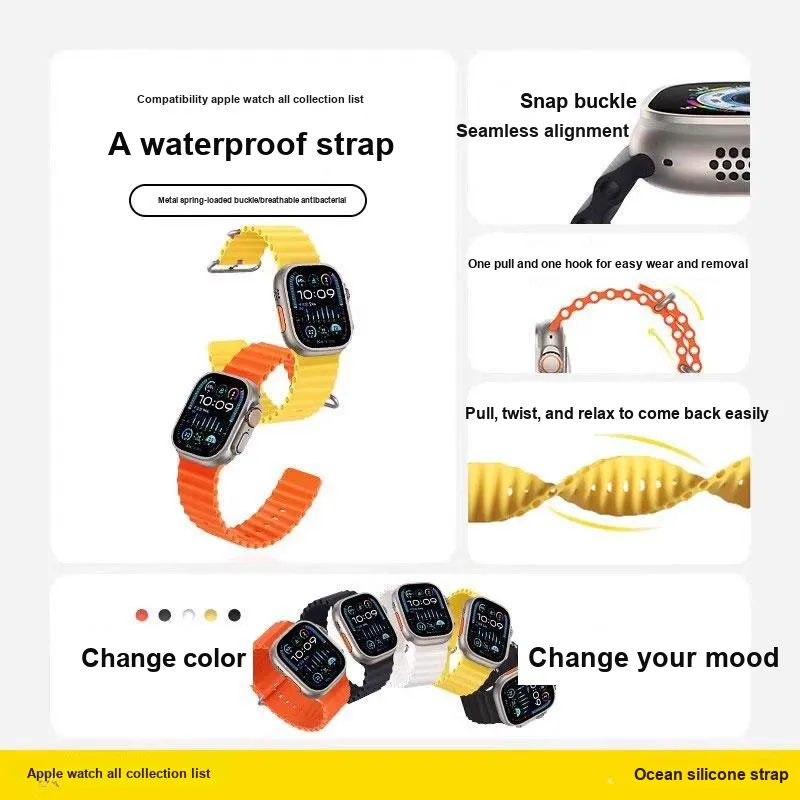MUZHITIANKONG Compatibility Apple Iwatch/S10/S9/S8/S7/se/ultra2/ Apple Compatibility Watch Band 206mm Silicone Material-6