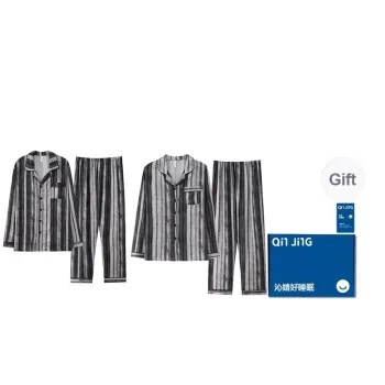 Qin Jing Pajama Set Unisex Gray Stripes