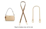 Coach Milk Tea 1.1cm Width Plain Weave Gold Buckle 90-120cm+Free Decorative Chain 40cm