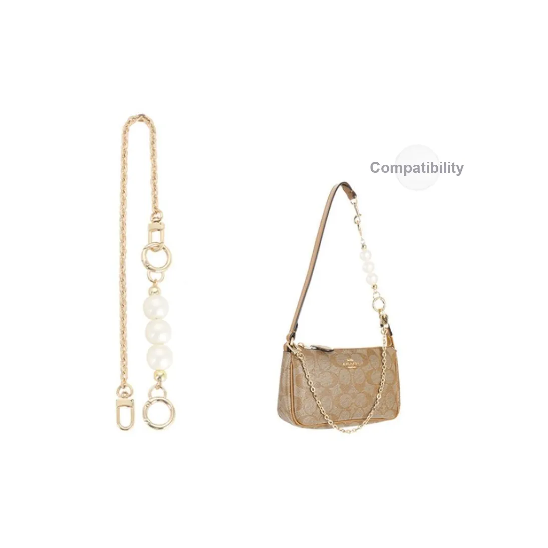 Lan Bao Fan Metal Mahjong Bag One Shoulder Shoulder Bag Decoration Accessories Bag Strap Women's Gold