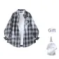Dark Blue Plaid+White[T-Shirt]