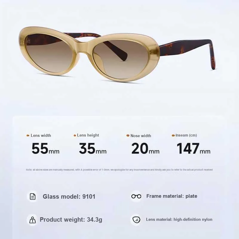 Keluode Plate Frame Oval Sunglasses Women's-4