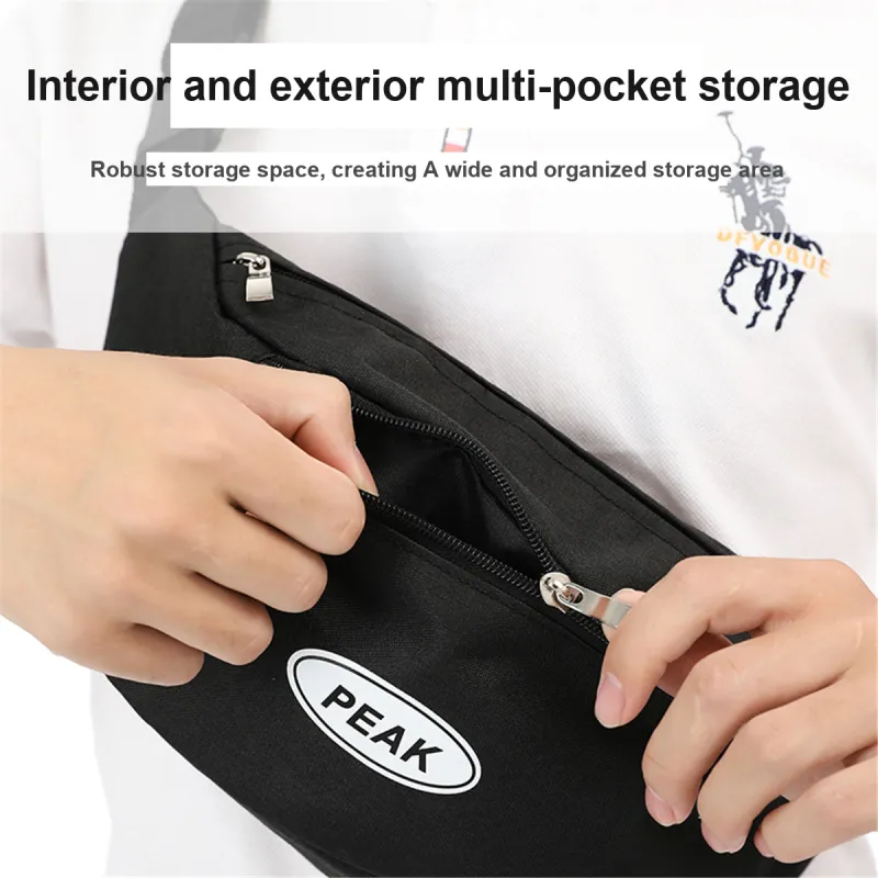 PEAK Polyester Shoulder Bag Backpack Crossbody Bag Fanny Pack Small Size Unisex Black-3