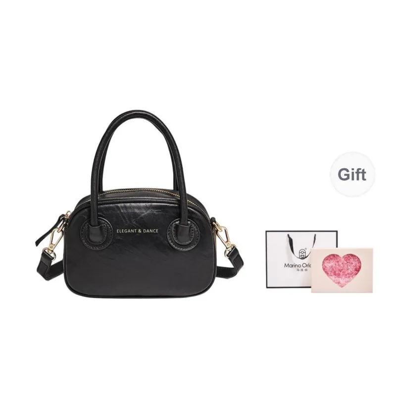 Marino Orlandi Hand-Woven Grain Cow Leather Shoulder Bag Portable Handheld Small Bag Regular Women's Black/Ecru-19