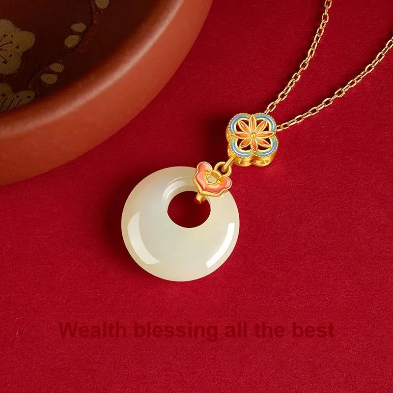 ZSY Hetian Jade Necklaces Pale Greenish White Jade Women's-2