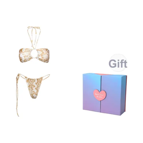 YUKARI SWIM Двухкомпонентный купальник женский цвет хаки с принтом змеи