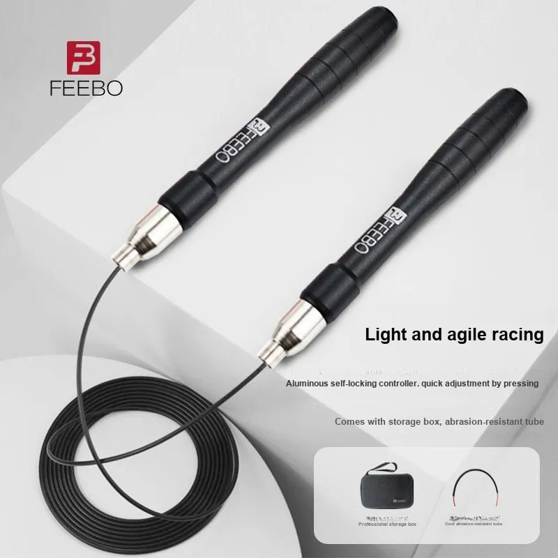FEEBO Aerobic Fat Reduction Non Countable Jump Ropes Adults Handle Aluminum Alloy, Rope PVC+Steel Wire 3m-2