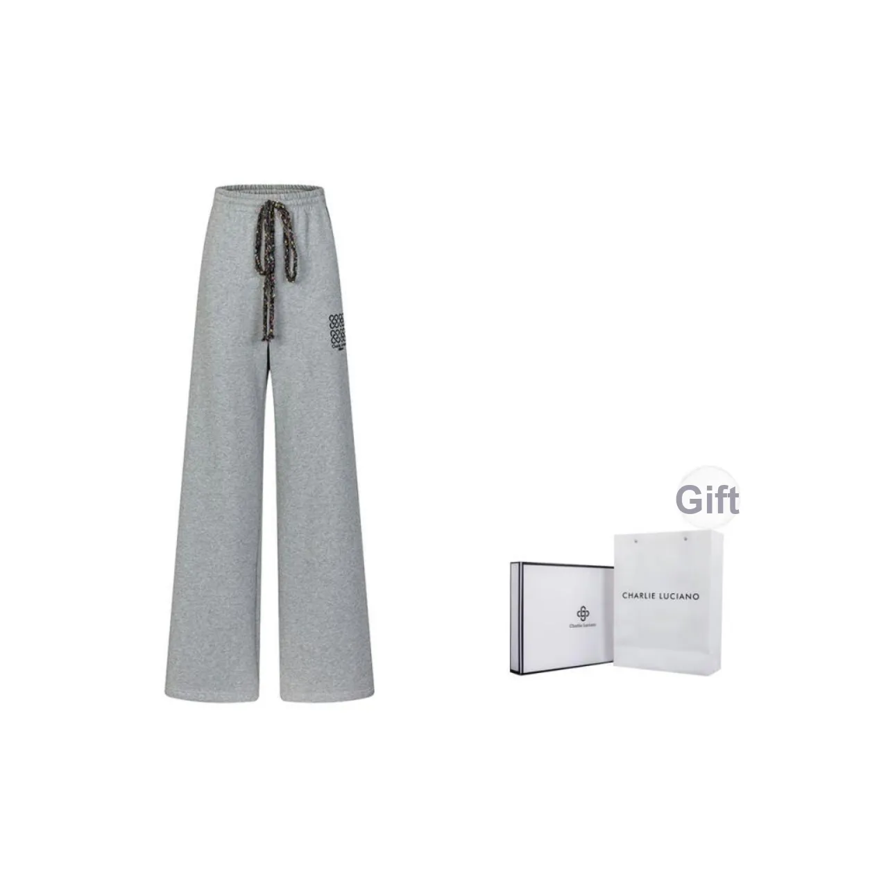 Charlie Luciano Casual Pants Unisex Combo Set Light Gray
