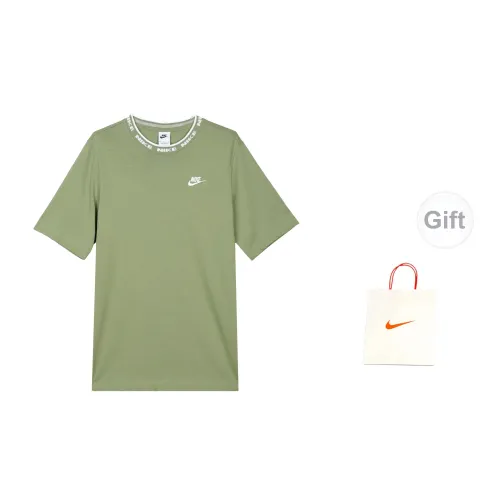 Nike Club T-Shirts Men Oil Green Short-sleeved+Gift Bag