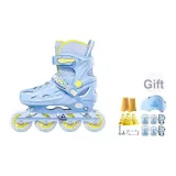 Double Prong Buckle-Anti-Sprain[Protection Grade Blue]S-Grade Helmet Protective Gear+Gift Pack+Wheel Lock Tool