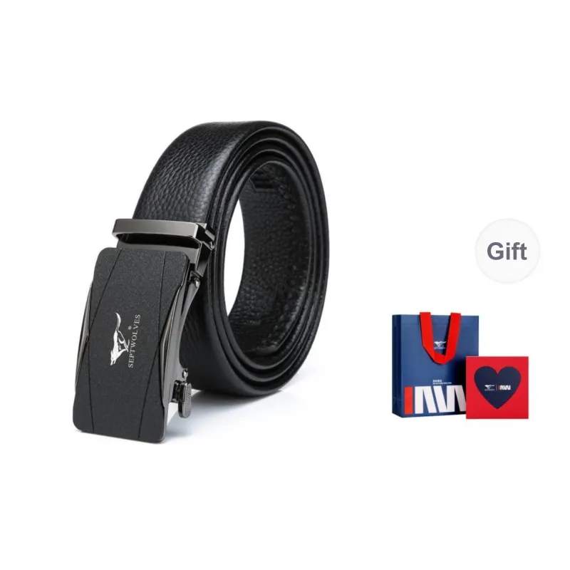 SEPTWOLVES Cow Leather Automatic Buckle Belt Men's Width 3.5cm-1