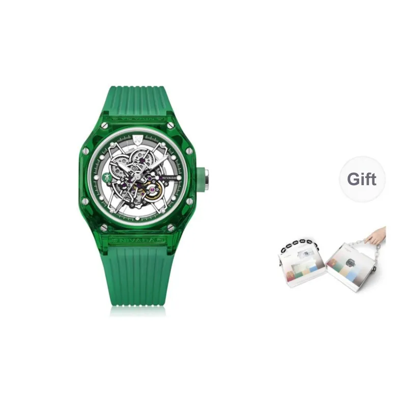 NIVADA Automatic Mechanical Movement Women's Watch Watch Cut-Out Dial Silicone Strap-2