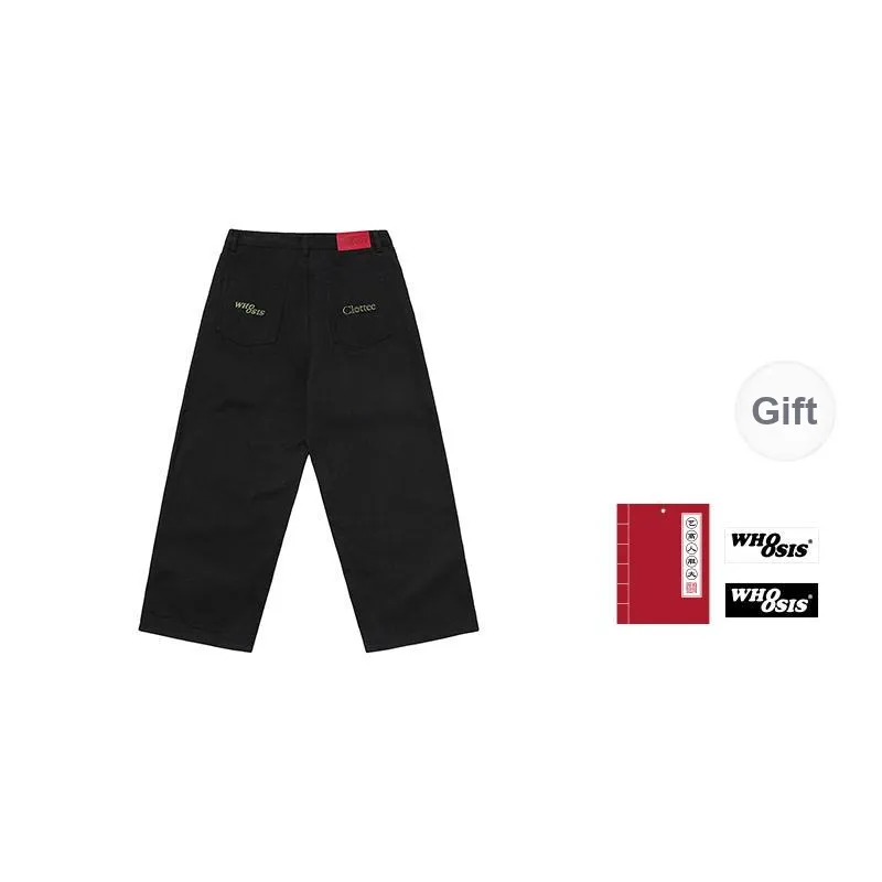 Clottee X WHOOSIS × CLOTTEE Collaboration Casual Pants Unisex Black-1