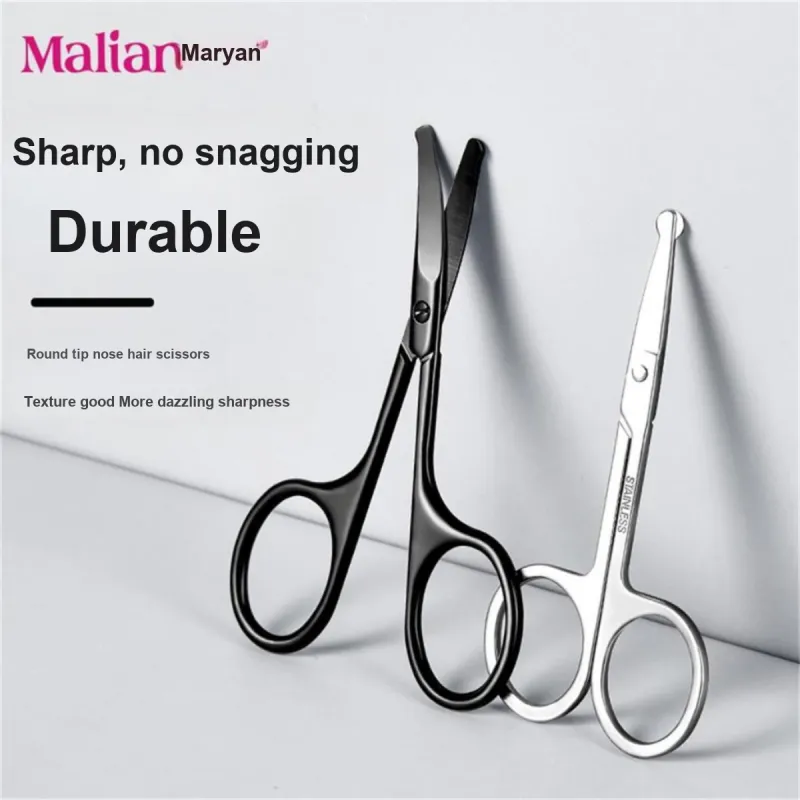 Malian Manual Fashion Round Tip Stainless Steel Compact Nose Hair Trimming Scissors Sharp-1
