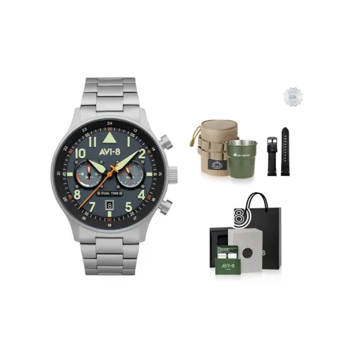 AVI 8 HAWKER HURRICANE Наручные часы Кварцевый механизм Ремешок из нержавеющей стали Синий циферблат Мужские часы