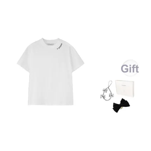 Fstudio Лето Petite Однотонный Минималистский стиль Круглый вырез Повседневный Короткий рукав T-рубашки Женские