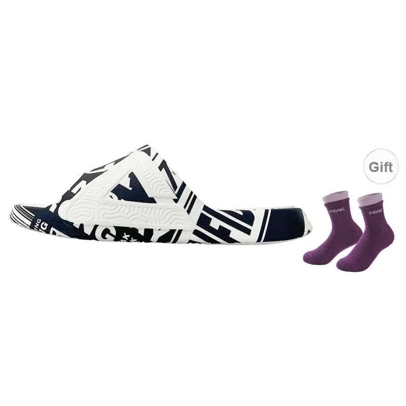 PEAK Statistic Sandals EVA Massage Slip Resistant Abrasion Resistant Odor Resistant Slide Slippers Men's Black White-10