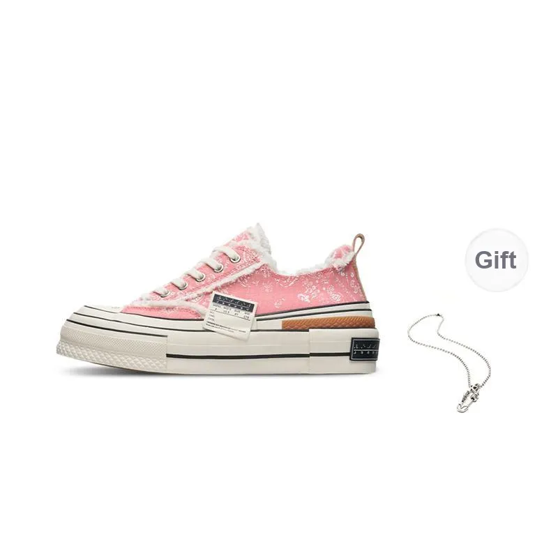 VESSEL Tiramisu Series Height Increasing Low Top Canvas Shoes Unisex Pink Litchi-1
