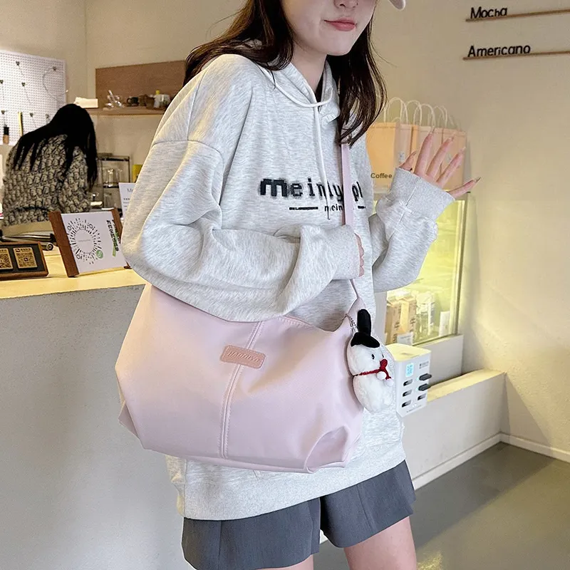 OUZIHUANG Nylon Crossbody Bag Shoulder Bag Regular Unisex Black/White/Purple/Pink-20
