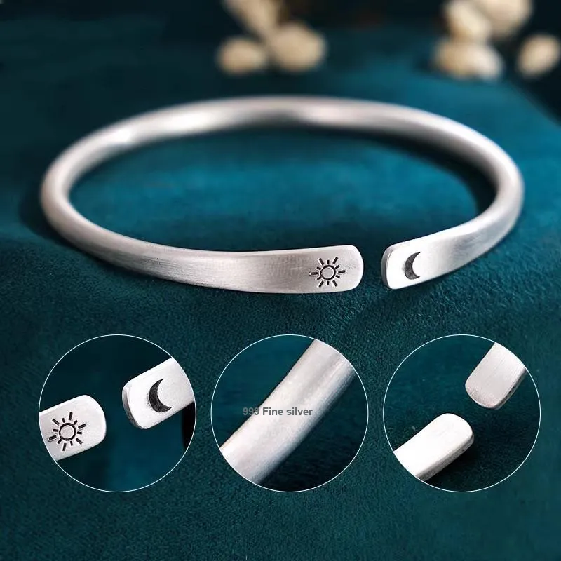Brahmacharya 999 Fine Silver Bangles Women's-3