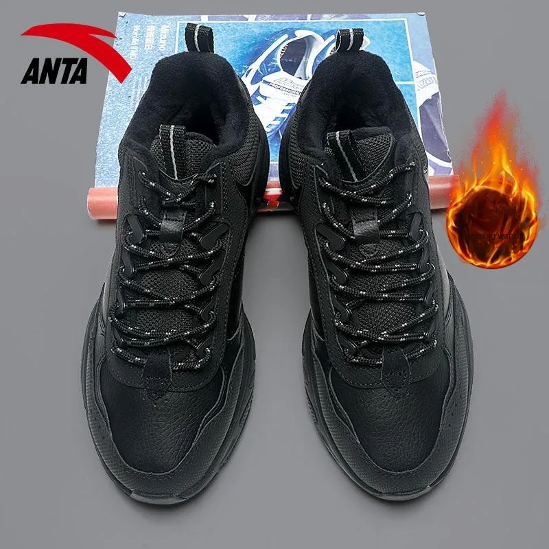 Anta Life Collection Waterproof And Warm Low Top Casual Shoes Men's Black-6