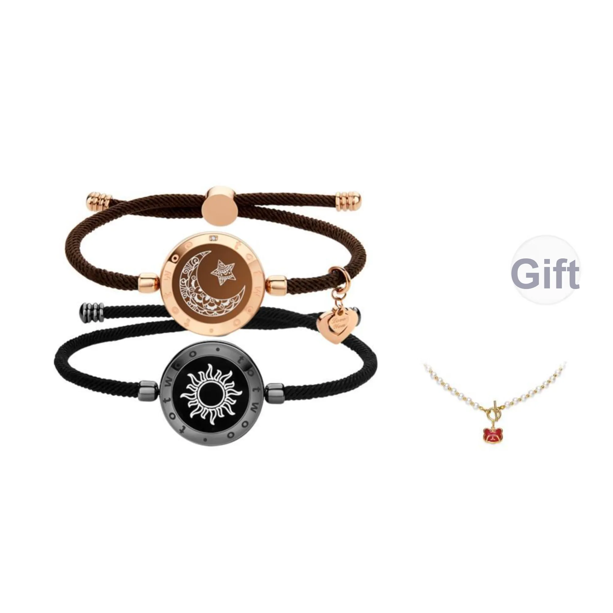 TOTWOO Steel Haostone, Milanese Rope Bracelet Pair Unisex